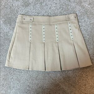 AKIRA Taupe Studded Pleated Mini Skirt